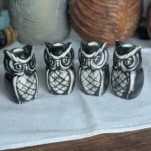 Vintage Ceramic Owl Set of 4 | Heritage Craft Decor | Soulful Studio